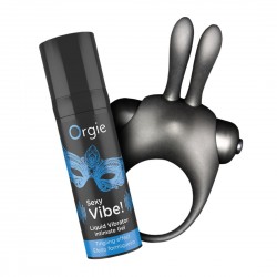 Set pentru stimulare, inel vibrator Bunny si gel intim ORGIE Sexy Vibe! 15 ml