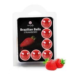 Set 6 bile braziliene Secret Play pentru masaj cu capsuni