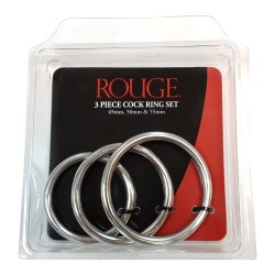 Set 3 inele pentru penis din oțel inoxidabil, Stainless steel 3 ring set 45mm, 50mm, & 55mm rings 