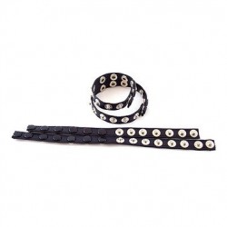 Curea dubla din piele, leather double multi snap straps black     