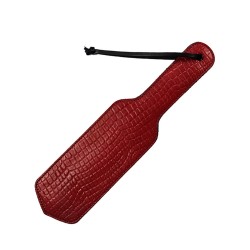 Paleta din piele Anaconda bordeaux, Leather paddle black & burgundy croc print    
